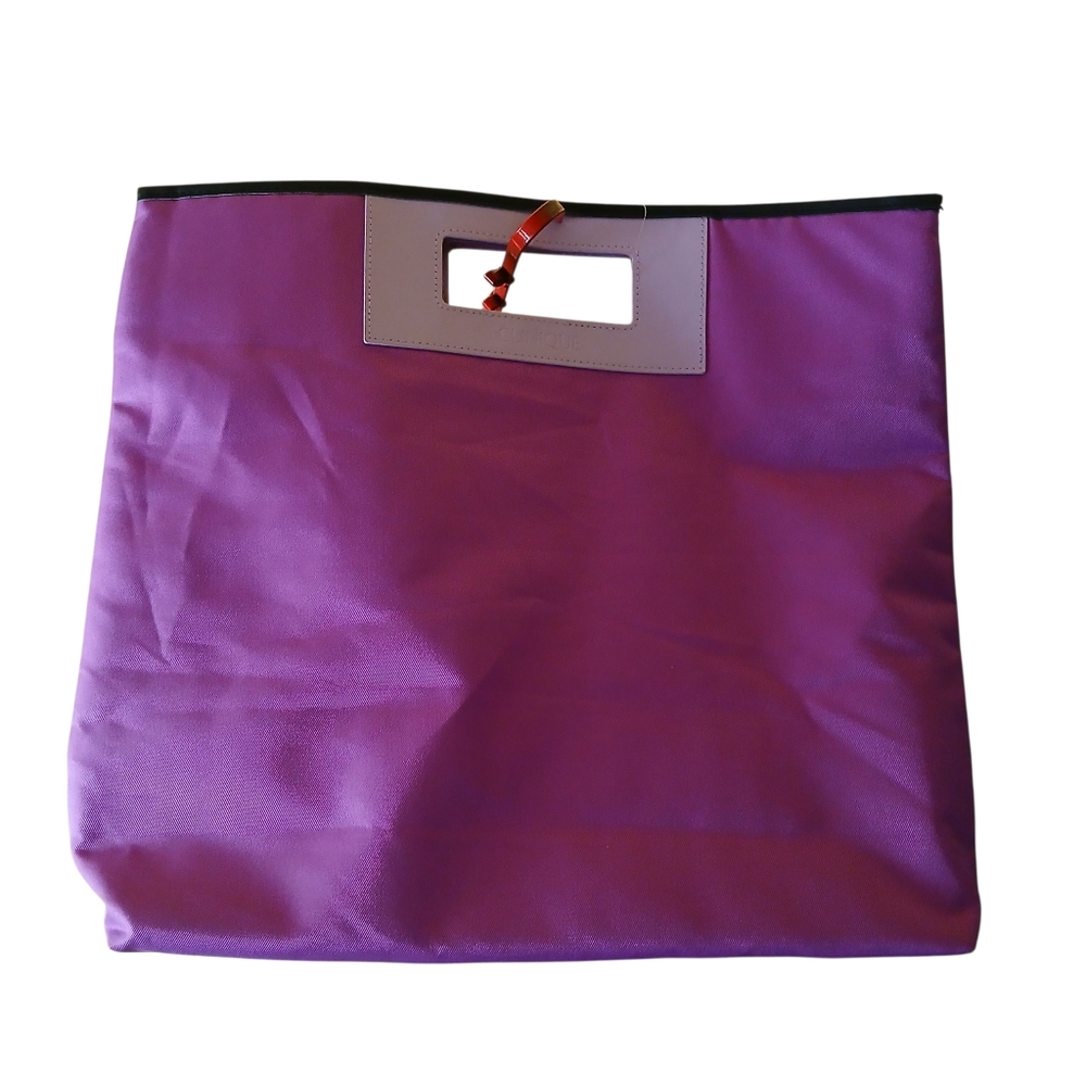 Clinique purple canavas tote